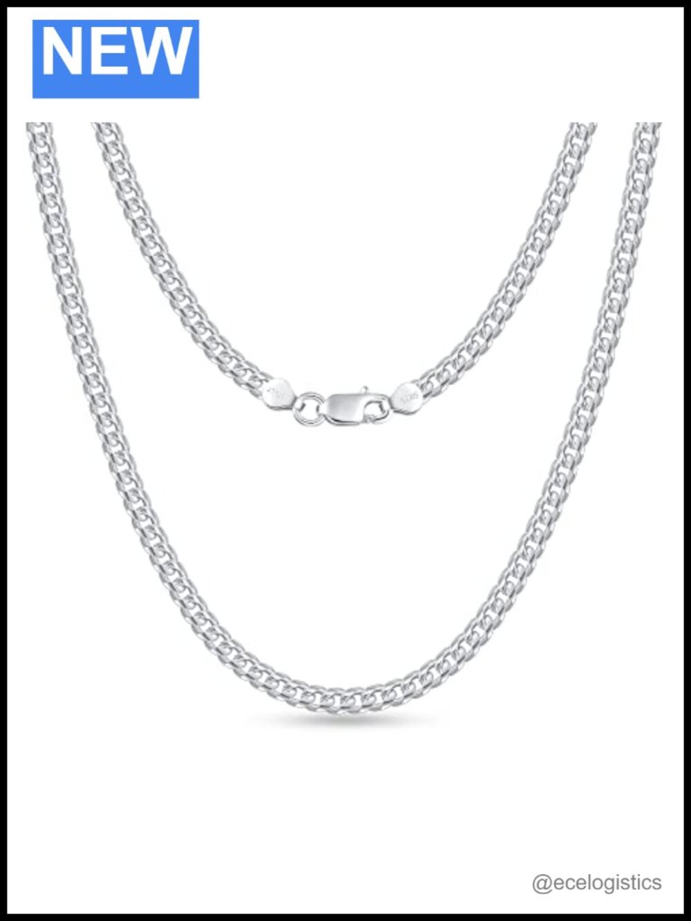 925 Sterling Silver Cuban Link Chain Necklace Men 26in